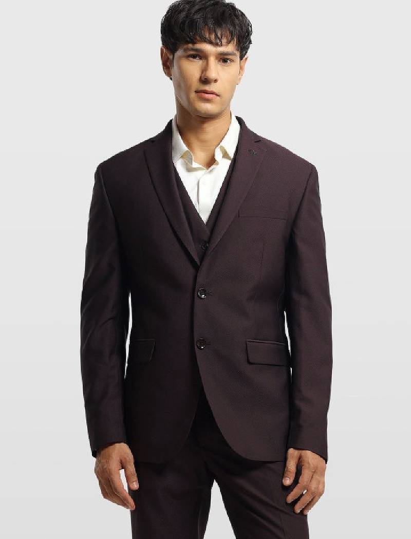 Self design notched lapel 3 piece blazer and waistcoat with trousers suits