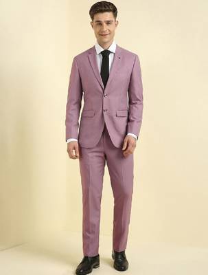 Slim fit single breasted notched collar two piece formal suit 1