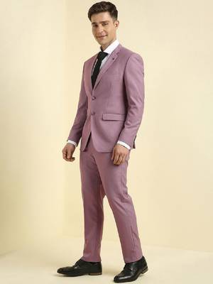 Slim fit single breasted notched collar two piece formal suit 3