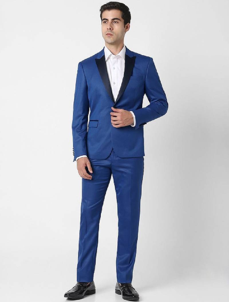 Textured slim fit single breasted notched collar 2-piece suit