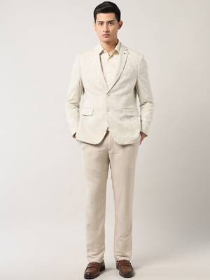 Men floral jacquard tailored fit two -piece suit 1