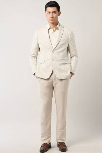 Men floral jacquard tailored fit two -piece suit