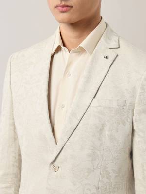 Men floral jacquard tailored fit two -piece suit 2