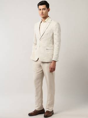 Men floral jacquard tailored fit two -piece suit 3