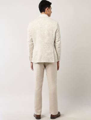 Men floral jacquard tailored fit two -piece suit 4