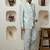 Men embroidered mandarin collar bandhgala two-piece suit