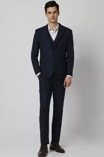 Printed slim-fit single-breasted three-piece formal suits