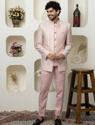 Men bandhgala single-breasted two-piece suit 1