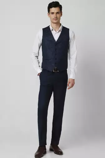 Printed slim-fit single-breasted three-piece formal suits