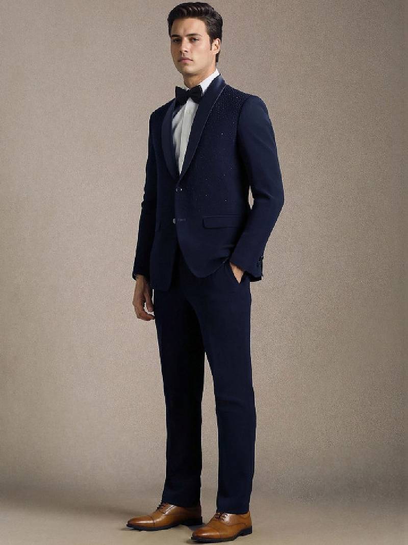 Embellished single-breasted two-piece suit