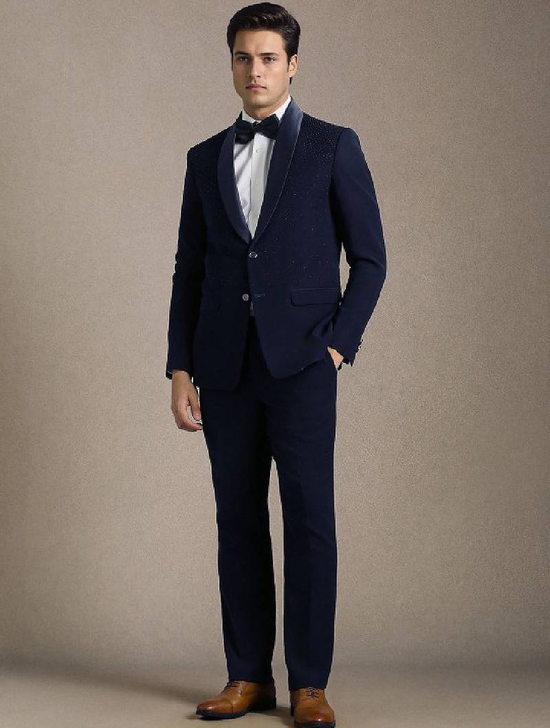Embellished single-breasted two-piece suit