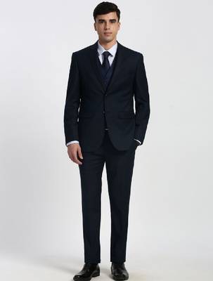 Textured slim-fit single-breasted three-piece formal suits 1