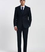 Textured slim-fit single-breasted three-piece formal suits