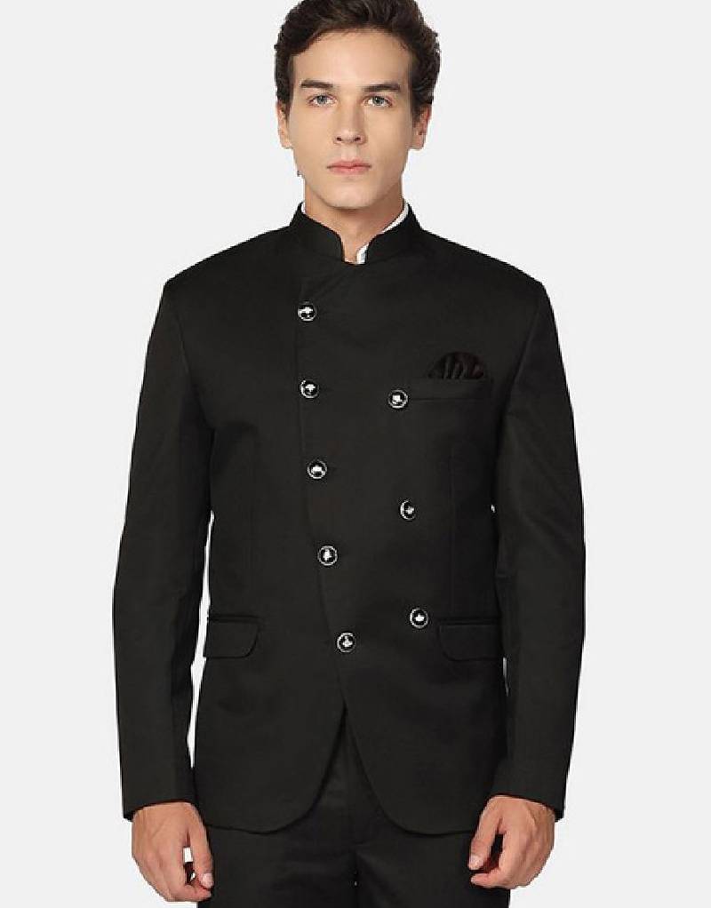 Men regular fit angrakha style bandhgala blazer and trouser