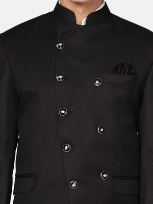 Men regular fit angrakha style bandhgala blazer and trouser 2