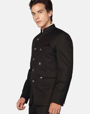 Men regular fit angrakha style bandhgala blazer and trouser 4