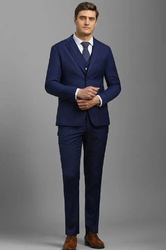Textured slim fit single breasted notched collar 3-piece formal suit