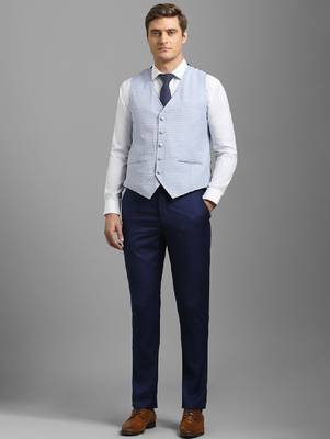Textured slim fit single breasted notched collar 3-piece formal suit 4