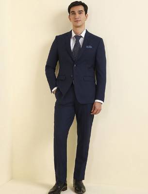 Textured 2-pc slim fit single breasted notched collar formal suit 1