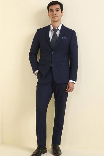 Textured 2-pc slim fit single breasted notched collar formal suit
