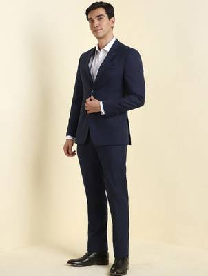 Textured 2-pc slim fit single breasted notched collar formal suit 4
