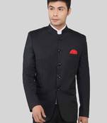 Men pack of 2 mandarin collar blazer and trousers bandhgala suit
