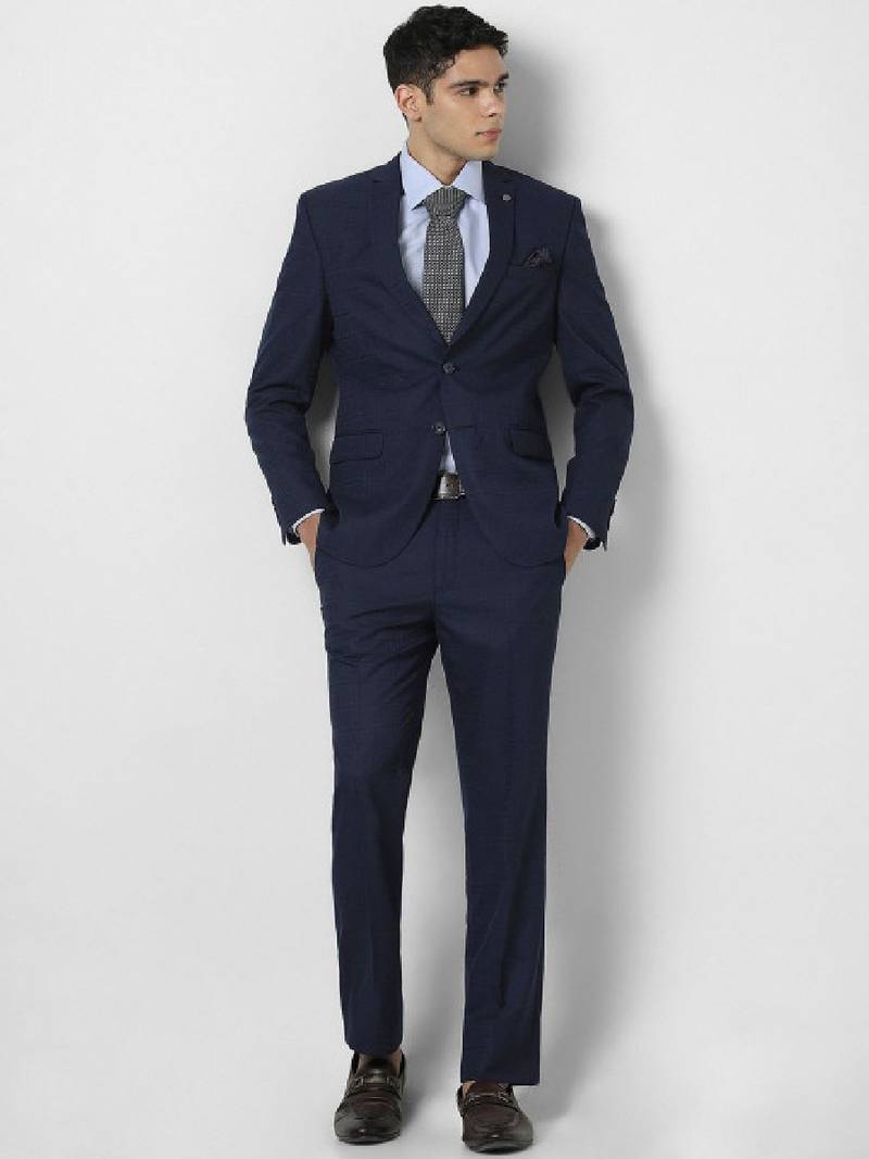 Checked slim fit wedding two piece suit