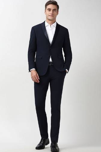 Men solid single-breasted formal two piece suit