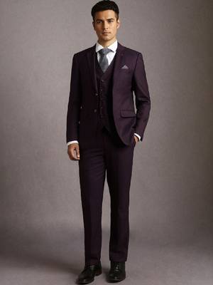 Men textured three piece suit 1