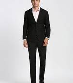 Textured slim-fit single-breasted two-piece formal suit