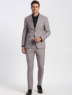 Textured slim-fit single-breasted two-piece formal suit 1
