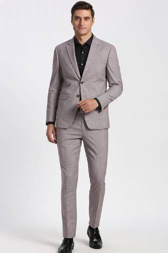 Textured slim-fit single-breasted two-piece formal suit
