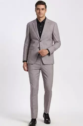 Textured slim-fit single-breasted two-piece formal suit