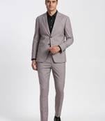 Textured slim-fit single-breasted two-piece formal suit