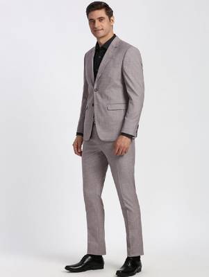 Textured slim-fit single-breasted two-piece formal suit 3