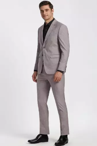 Textured slim-fit single-breasted two-piece formal suit