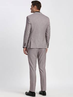 Textured slim-fit single-breasted two-piece formal suit 4