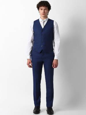Self design slim fit single-breasted three-piece suits 3