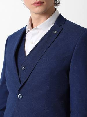 Self design slim fit single-breasted three-piece suits 4