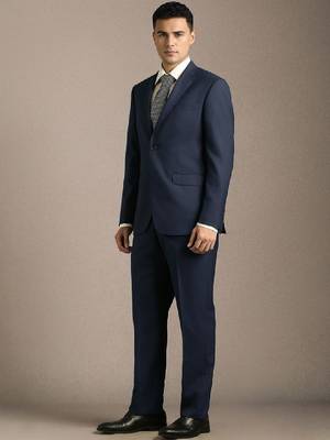Self design slim-fit single-breasted two-piece suit 2