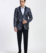 Printed slim-fit single-breasted two-piece formal suit