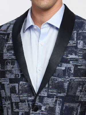 Printed slim-fit single-breasted two-piece formal suit 2