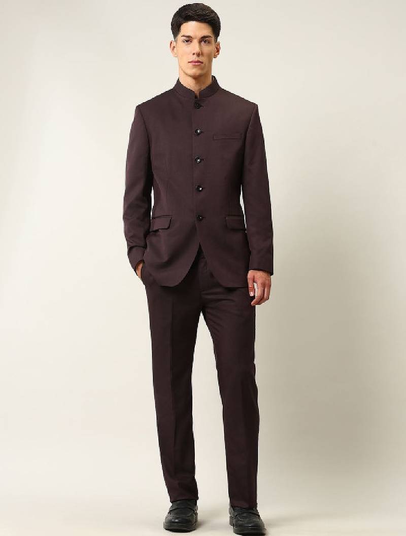 Mandarin collar two piece ethnic suits