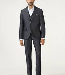 Men self design slim-fit single-breasted three-piece suit