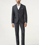 Men self design slim-fit single-breasted three-piece suit