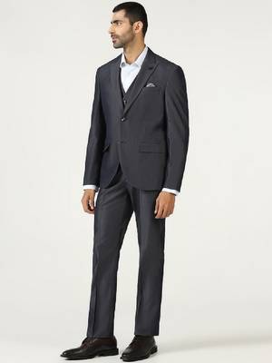 Men self design slim-fit single-breasted three-piece suit 3