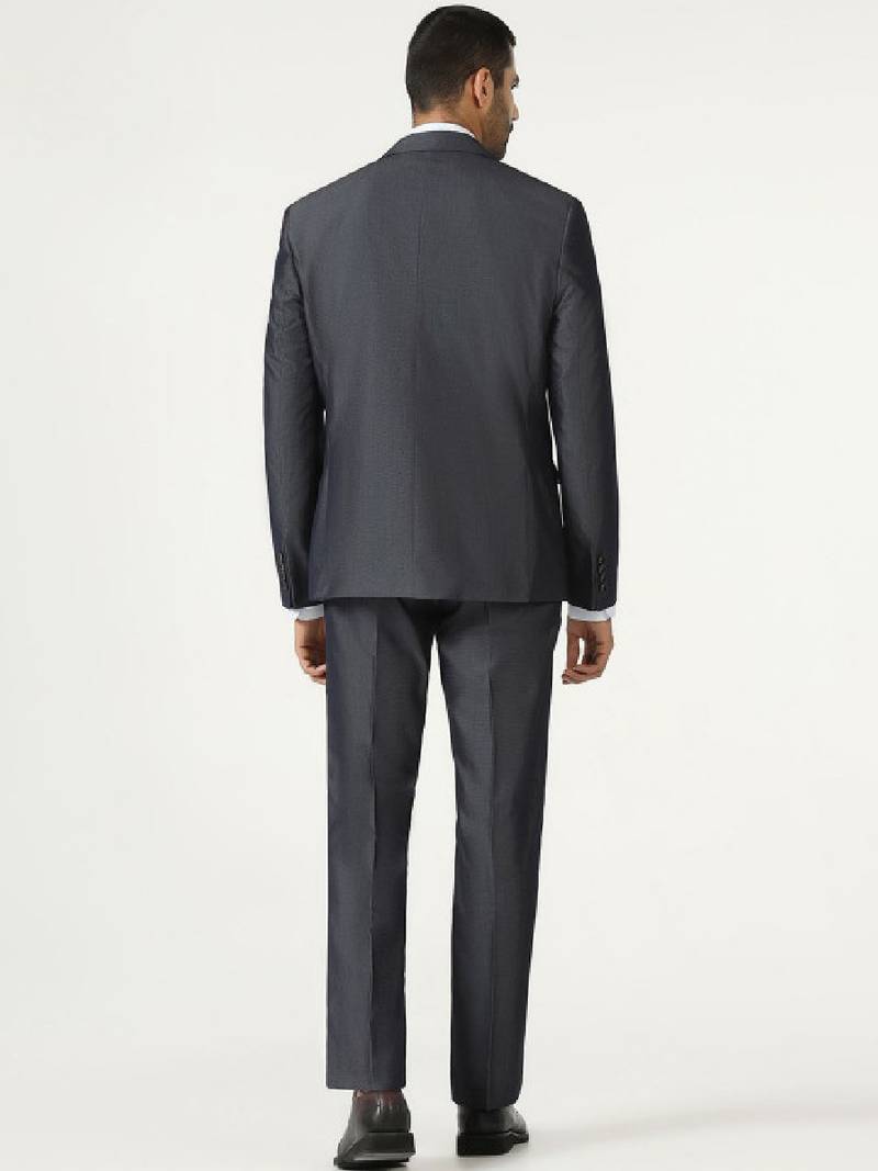 Men self design slim-fit single-breasted three-piece suit