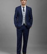 Textured slim fit single-breasted three piece formal suit