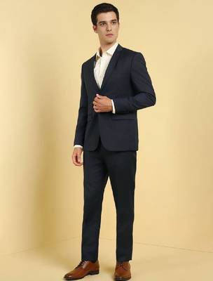 Men slim fit single-breasted two piece formal suit 1