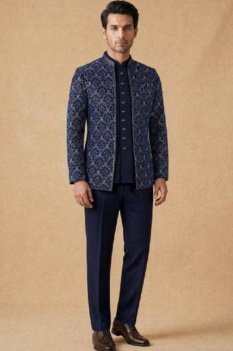 Embroidered tailored fit jodhpuri two-piece suit